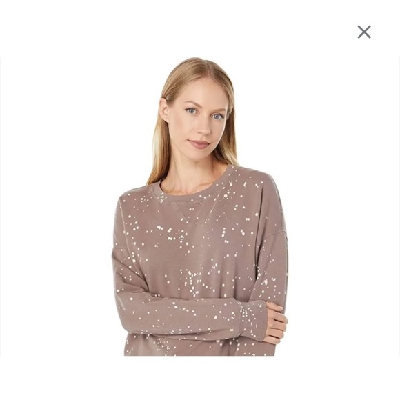 Revolve Bobi Los Angeles Bleach Splatter Terry Cropped Sweatshirt - Picture 2 of 7